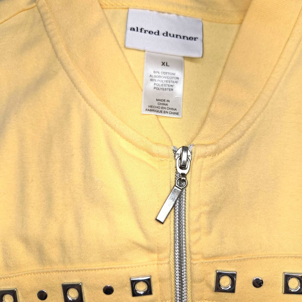 Alfred Dunner XL Yellow Zipper Striped Vest Women's Top Shirt Miss Size 16 18 - Picture 4 of 6